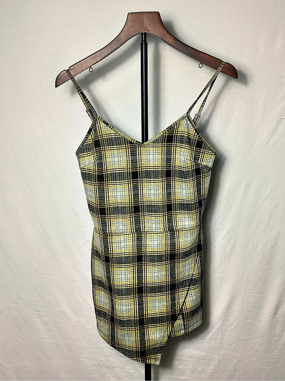 Popular Basics Plaid Mini Dress Romper Built In Shorts Y2K M